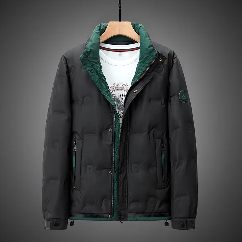 

Trend Stand Collar Men Camping Down Jacket Winter Casual Warm Outerwear Fashion Comfortable All-match Clothing Quality Windproof