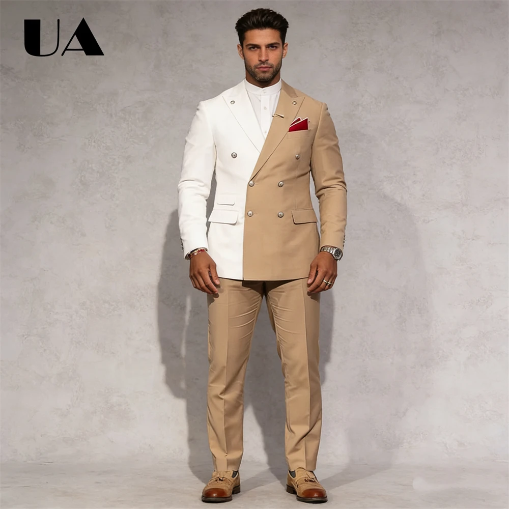 

ULBYANRY 2026 Newest Patchwork Suit Set for Men, Two Pieces Fashion Suit Jacket Pants Tailored Size Prom Dresswear for Man