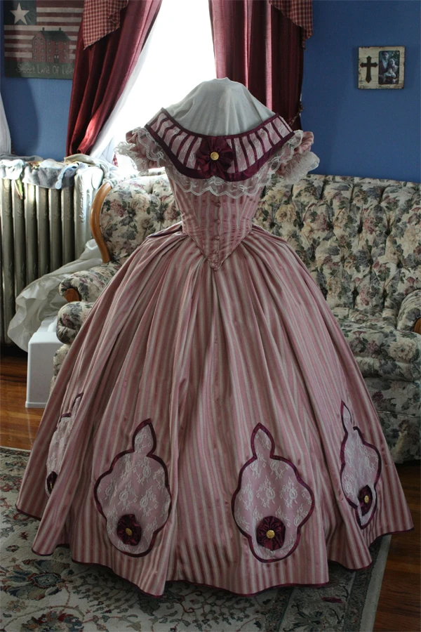 Victorian Civil War Era Dress 1860's Ball Gown Evening Gown 18 Century Vintage Historical Dress