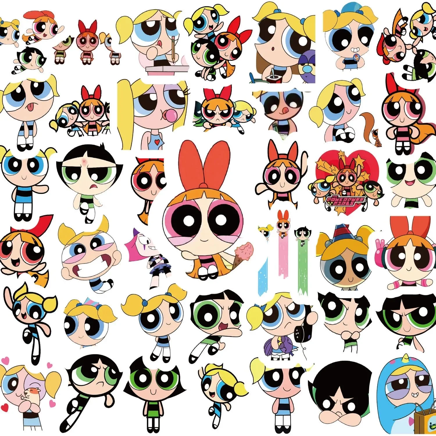 100pcs Powerpuff Girls Stickers Cartoon Vinyl Waterproof Decals for Laptop Water Bottle Skateboard Phone Case Kids Toy Gift view 2