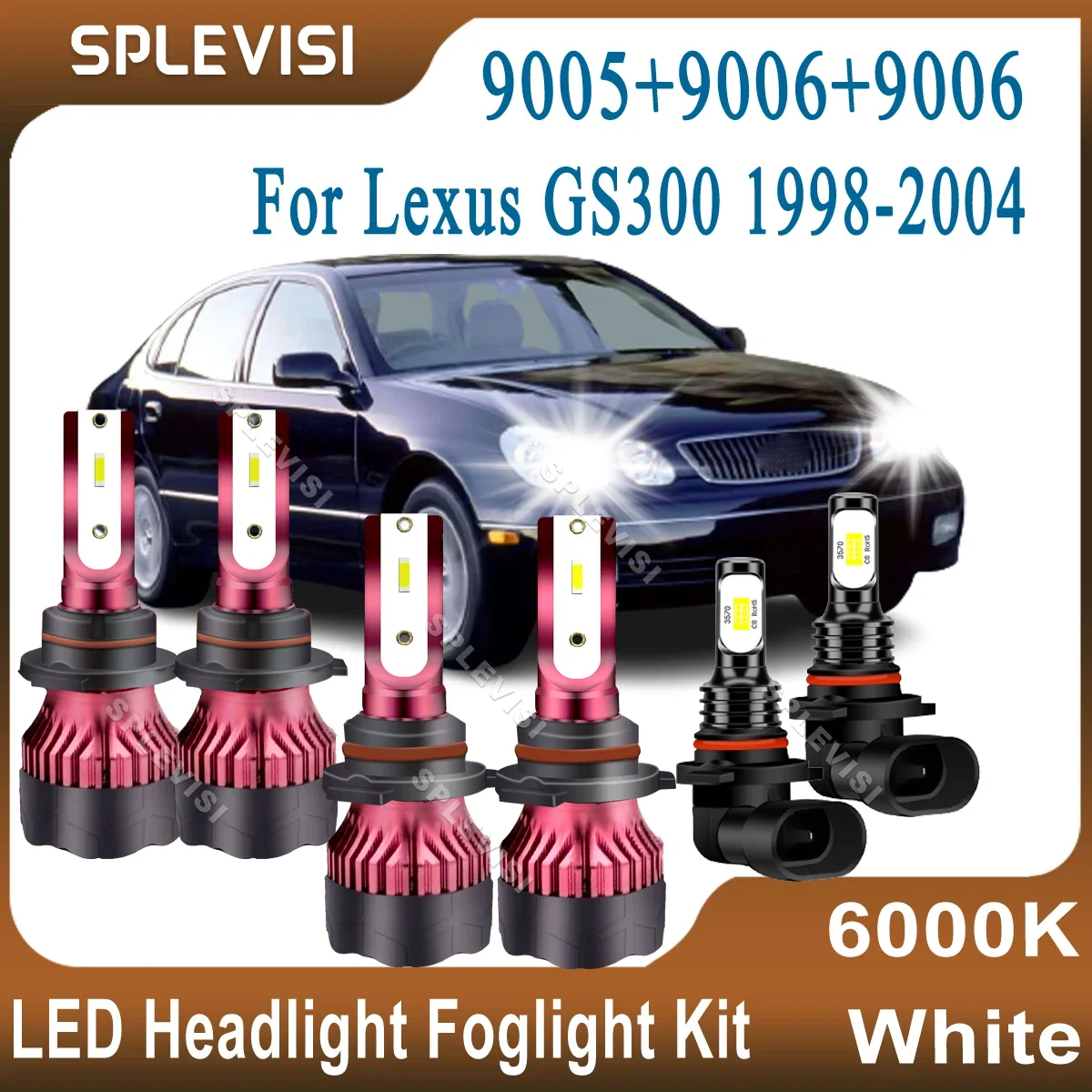 

Combo LED Headlight Kit Hi Low Beam Foglight For Lexus GS300 1998 1999 2000 2001 2002 2003 2004 For LEXUS LS400 1998 1999 2000