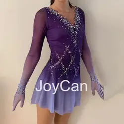 JoyCan Ice pattinaggio artistico vestito ragazze viola Spandex elastico concorso abbigliamento da ballo personalizzato