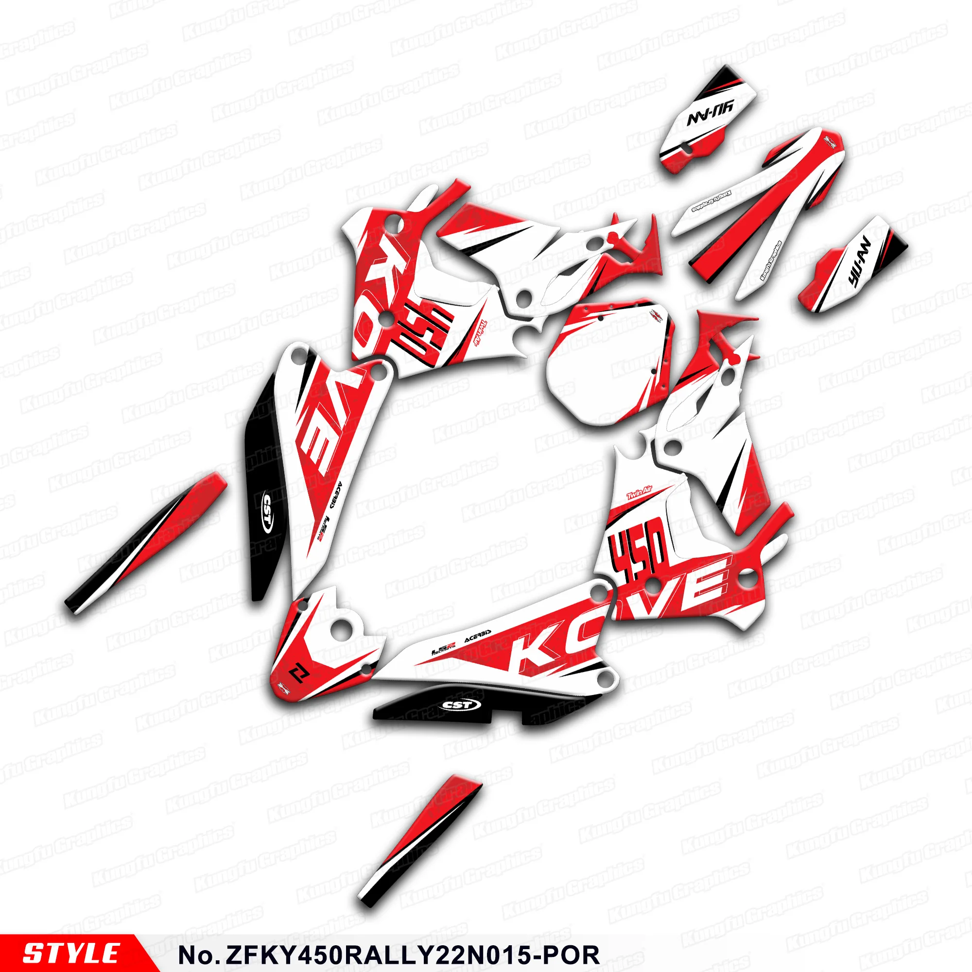 JY RACING Stickers Set Motorcycle Graphics for KOVE 450 Rally 2022 2023 2024, Accessories, ZFKY450RALLY22N015-POR