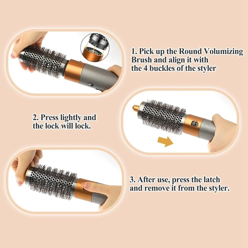 Large Round Volumizing Brush For Dyson Airwrap Attachments,Bigger Oval Round Brush , Fluff Up And Volumize For Styling