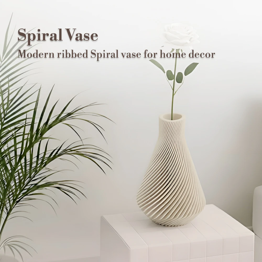 Modern Ribbed Spiral Textured Vase Minimalist Twisted Geometric Flower Vase Small Single Stem Floral Container Aesthetic