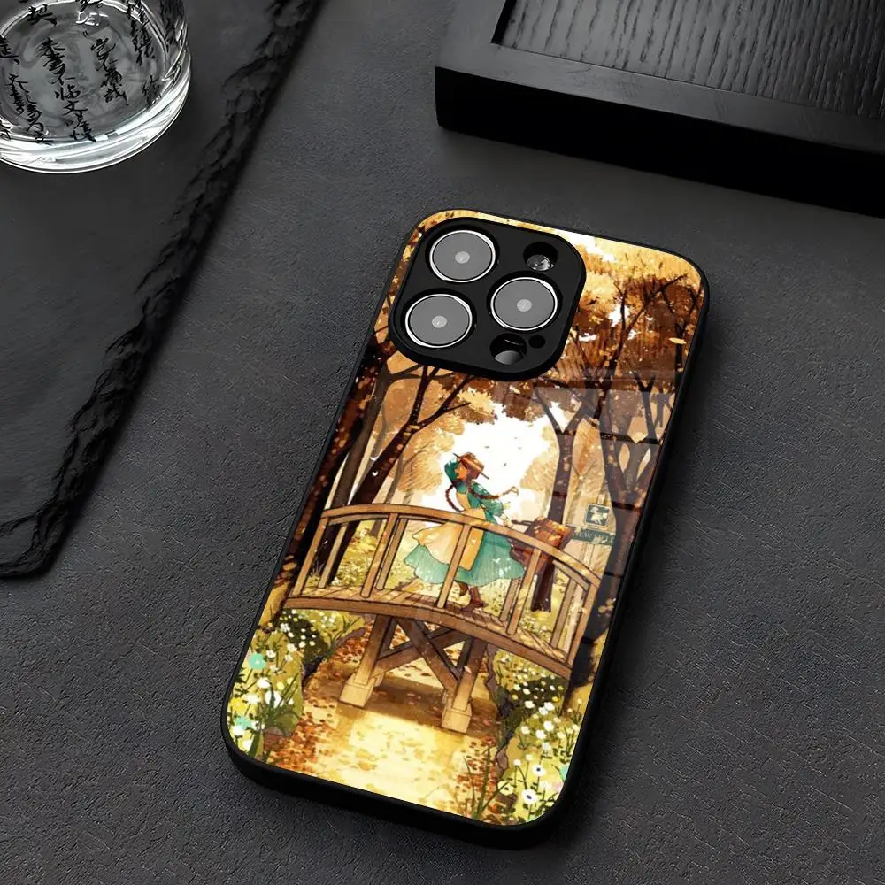 Anne of Green Gables Phone Case Glass For iPhone 12 15 14 13 16 11 Pro XS Max Plus Mini X XR E2020 Tempered Coque