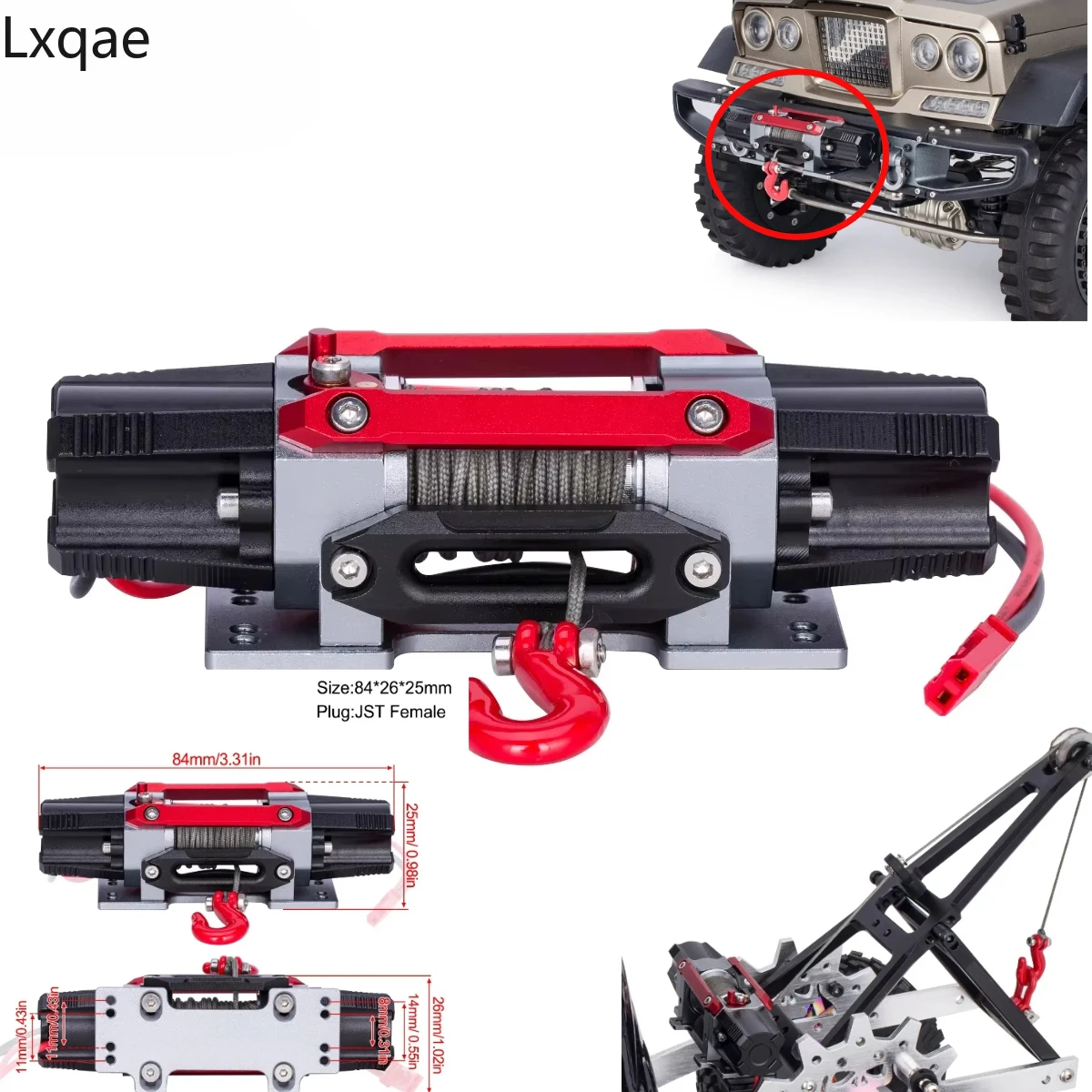 Treuil simulé en métal pour moteur de touristes CNC, pièces de mise à niveau pour voiture inoler RC 1/8 1/10 TRtage SCX10 RCversiD90 KM2