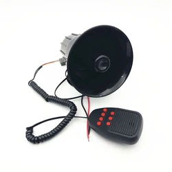 12V Police Siren PA System Car Siren Horn 7 Tone Round Sound Siren Emergency Sound Electric Horn Car System Emergency