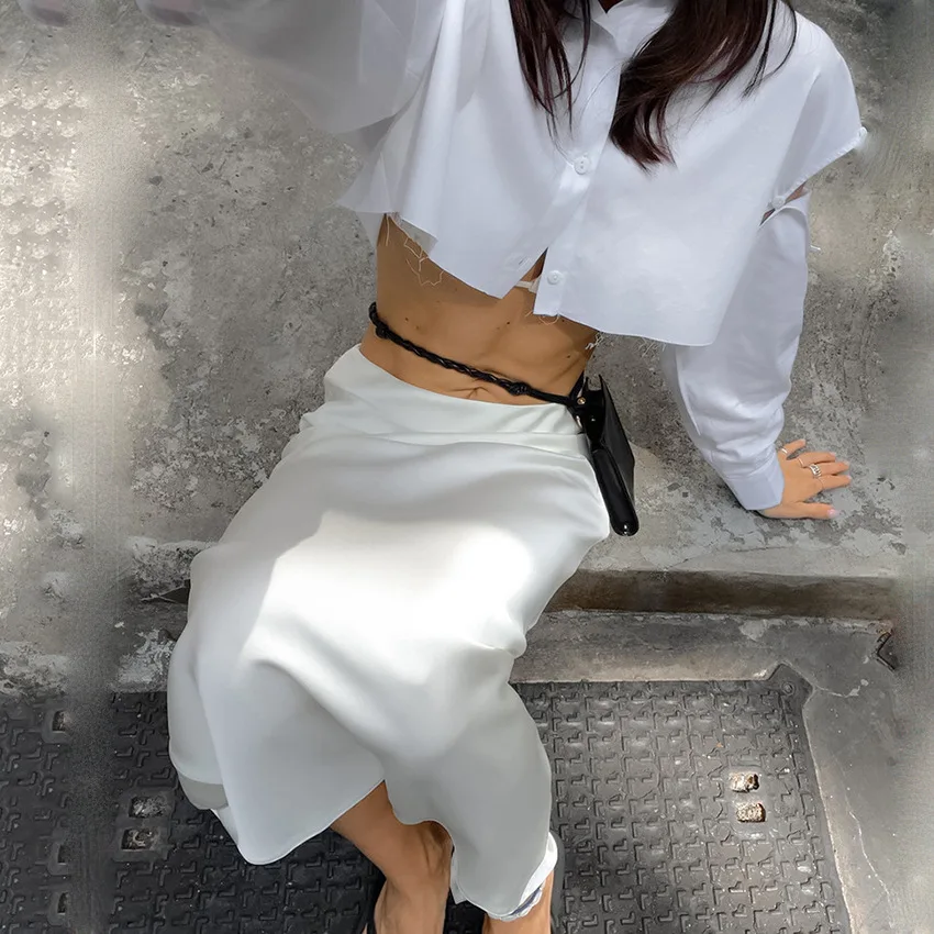 2023 European and American New Long Skirt Casual Elegant High Sense Fashion Foreign Trade Women\'s Clothing White Skirt