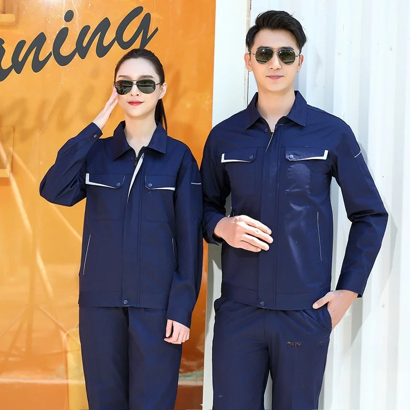 Men's Cotton Nylon Workwear Set, Summer Breathable Thin Long & Short Sleeve, Wear-Resistant Labor Protection Uniform