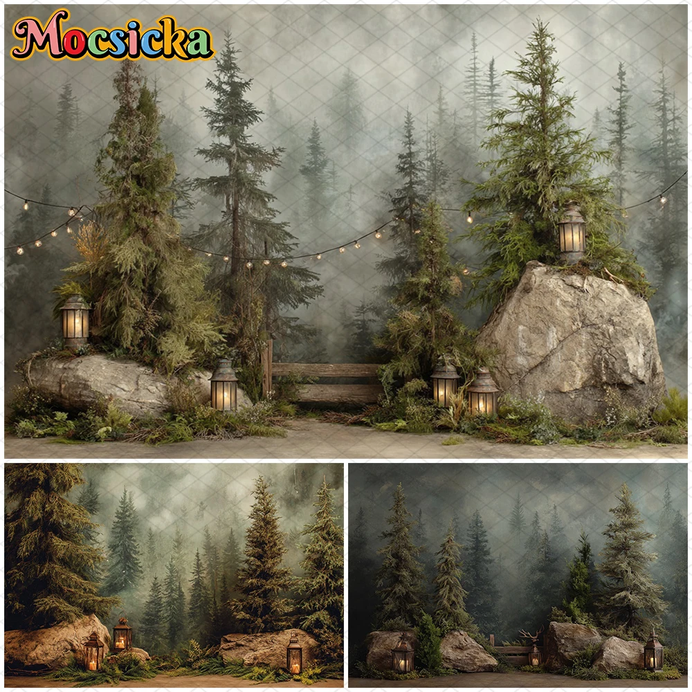 

Mocsicka Photography Background Green Forest Trees Retro Natural Scenery Decoration Spring Photo Backdrop Studio Props Wallpaper