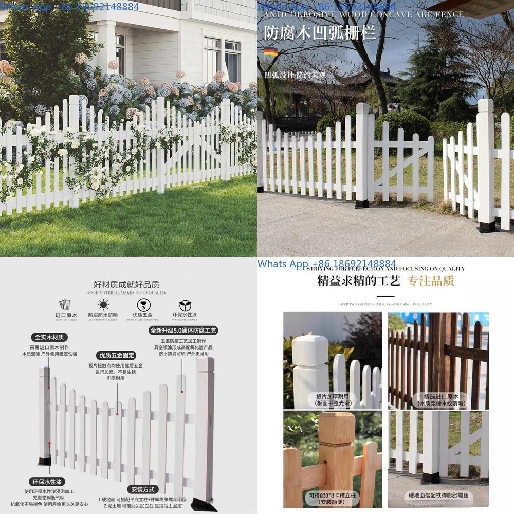 Wooden Fence for Garden Yard Outdoor Decorative Picket Fence for Lawn and Courtyard