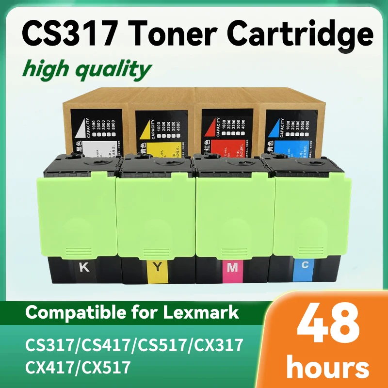 Printer Color Toner Cartridge CX 317 With Stable Chip Compatible for Lexmark CS317 CS417 CS517 CX317 CX417 CX517 CS317dn