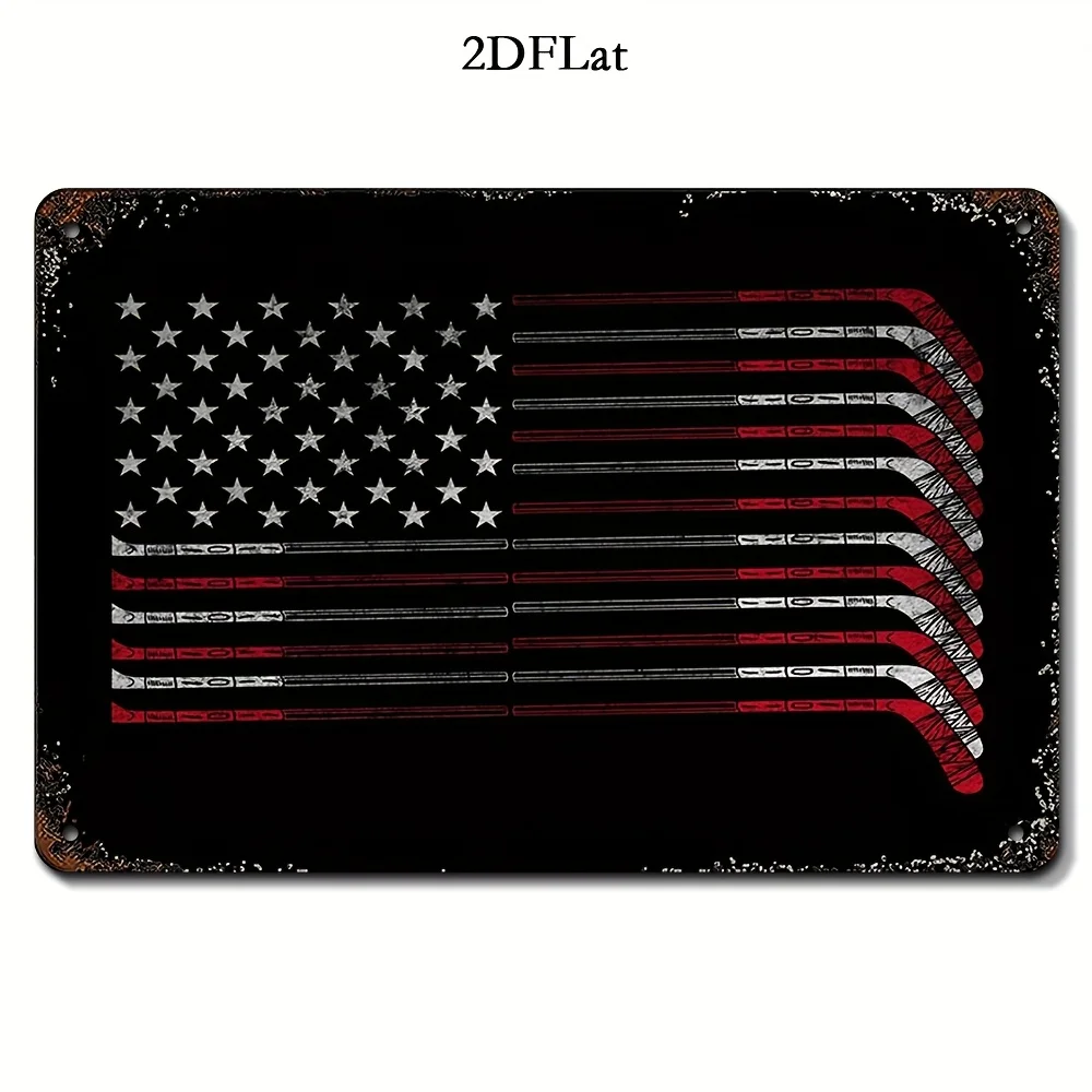 

AirsoftLife Retro Metal Wall Art Sign - 12x8 Inch Vintage American Flag with Crossed Airsoft Guns, Patriotic Home Decor