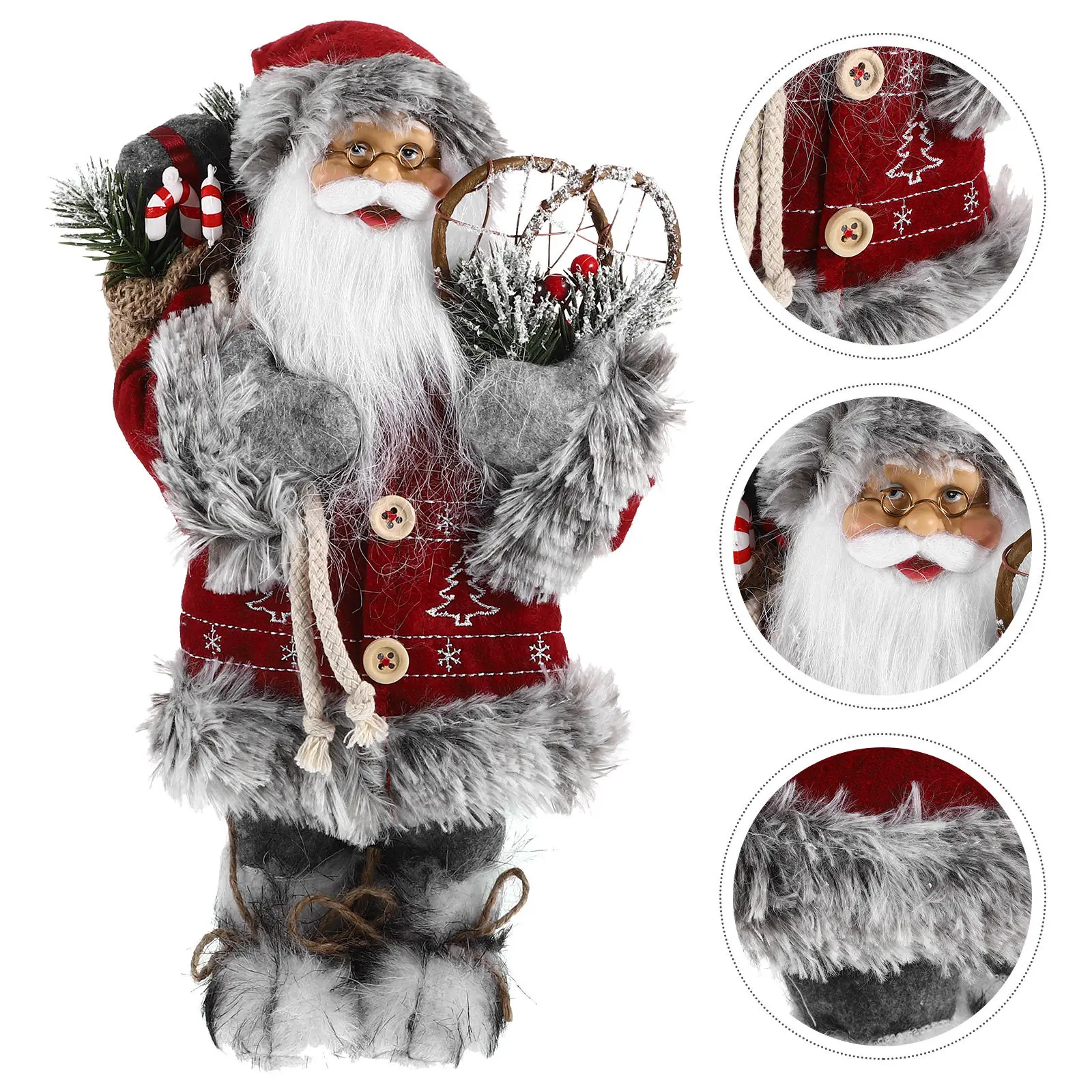 Christmas Santa Claus Sculpture Cute Xmas Desktop Decoration Party Ornament Home Office Table Accent Santa Claus Figurines