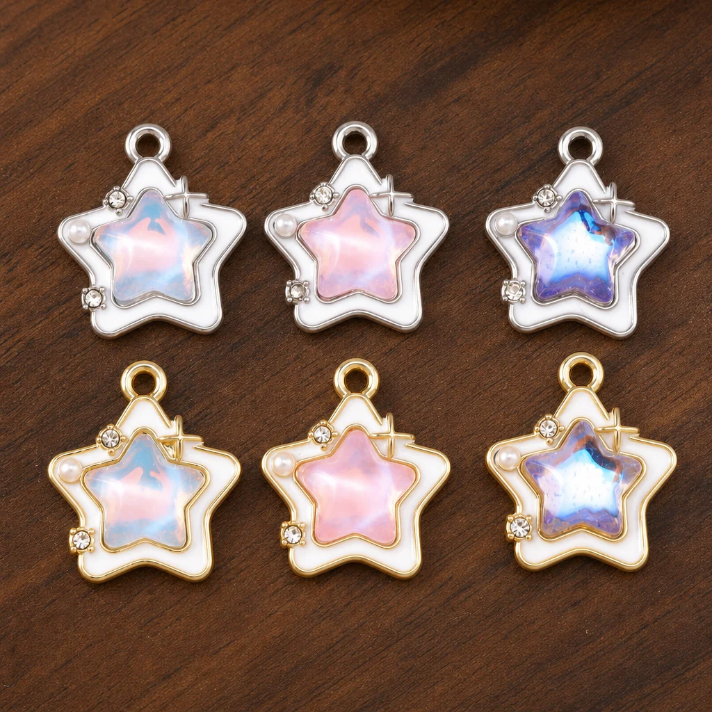 ﻿5Pcs 19x16mm Cute Crystal Star Charms Pendants For DIY Handmade Earrings Necklaces Bracelets Jewelry Making Accessories