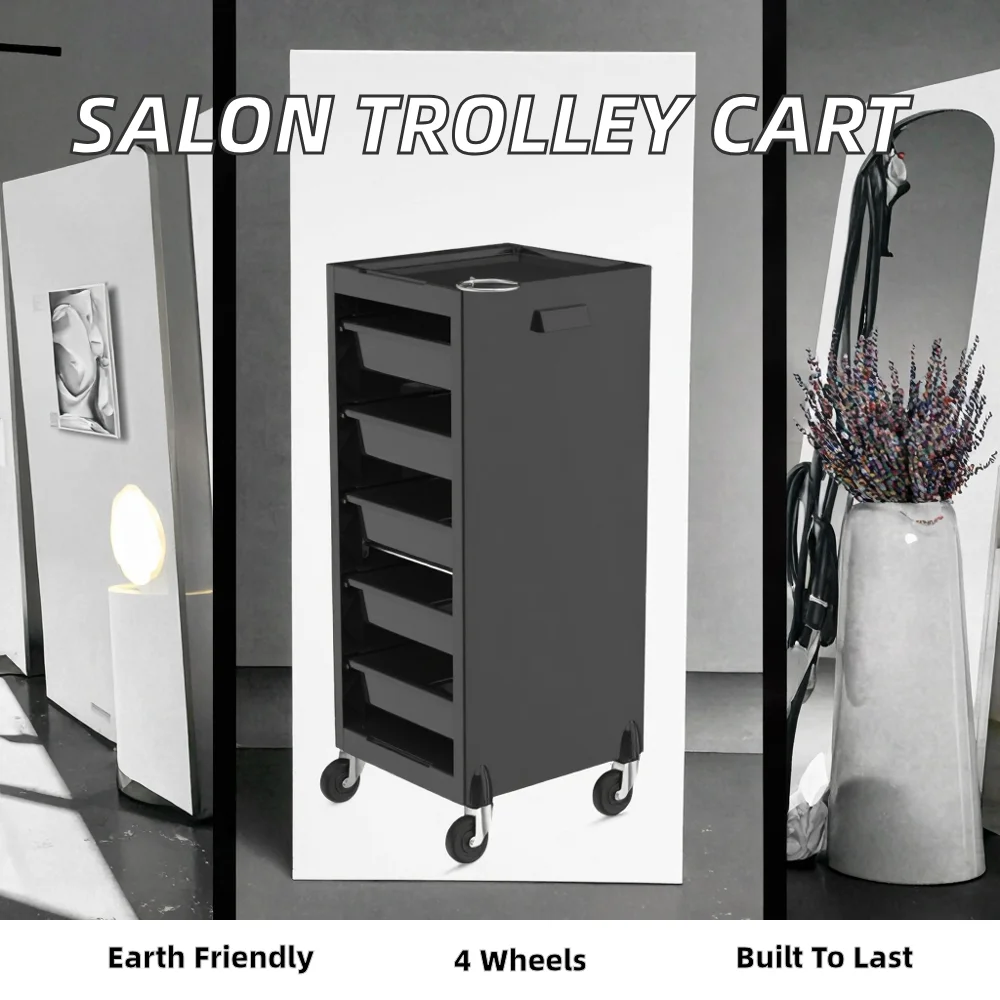 Hairdressing Salon Trolley Barber Supplies Professional High Quality Plastic Eco-Friendly 4-Wheel Storage Lock