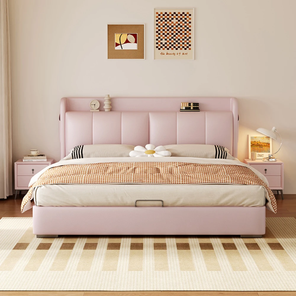 

Minimalist Luxury Bed Frames Queen Modern Double Upholstery Bed Nightstands Lounge Muebles Para Dormitorio Home Decoration