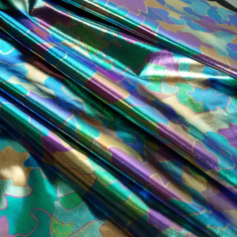 Spandex Bronzing Fabric Lasering Magic Holographic Color Costume Material DIY Stage Cosplay Doll Dance Dress