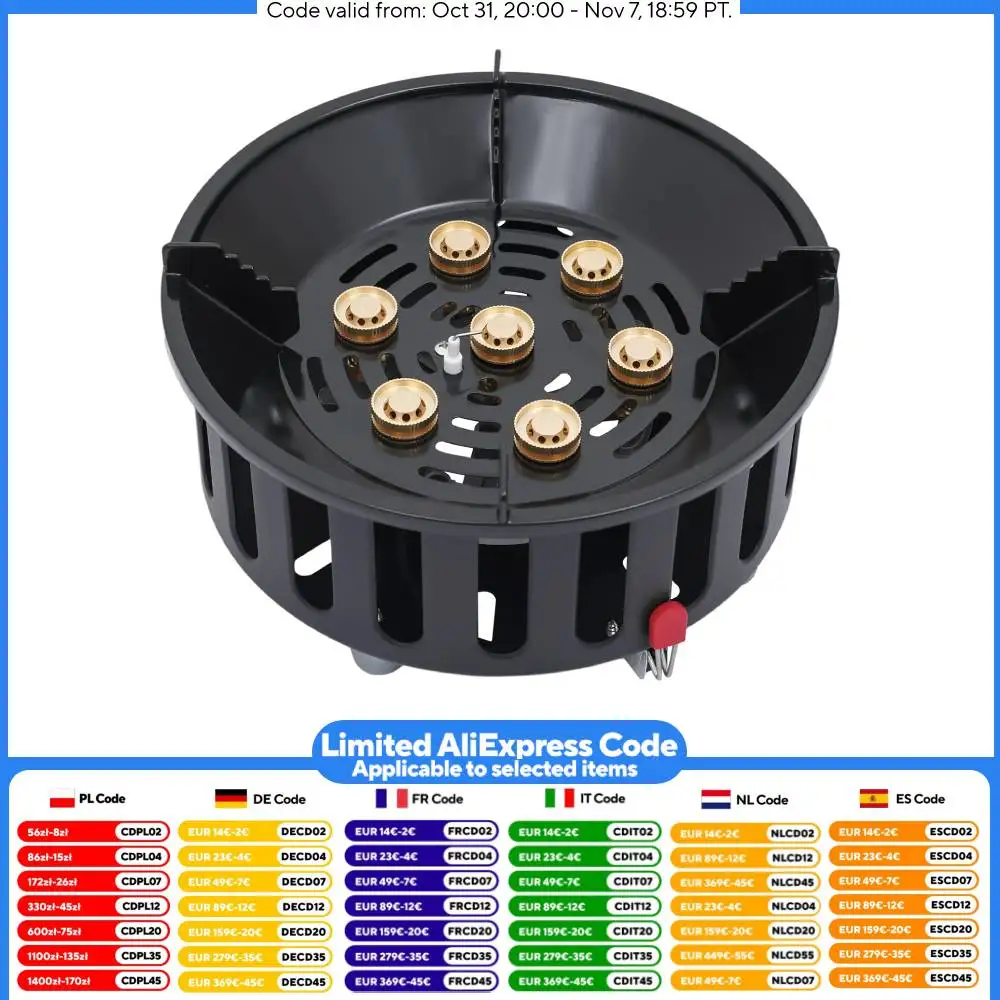 Estufa de Camping portátil de acero laminado antiguo, cocina de Gas de 3 adaptadores 72000BTU, diseño resistente al viento para acampar, senderismo, Picnic