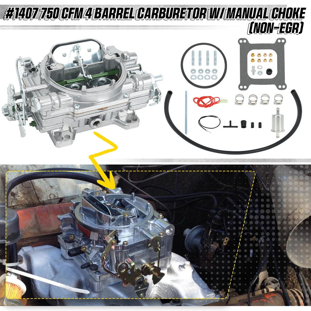 1407 Performer 750 CFM Square Bore 4-Barrel Air Valve Secondary Manual Choke New Carburetor For V8 engines