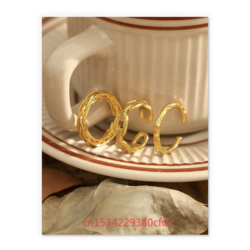 Sand Gold Hollow Out Rings Retro Personality Trend Jewelry Fashion Charms Accessories Simplicity Design Sense Adjustable Gift