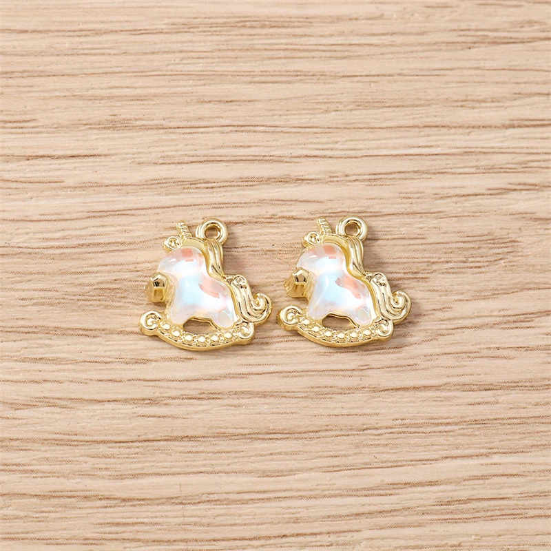 5 Stück 13x14mm Niedliche Kristall-Tier-Anhänger in Form von Pferden für die Schmuckherstellung, Ohrhänger, Halsketten, Armbänder, DIY-Bastelzubehör – Detail 7