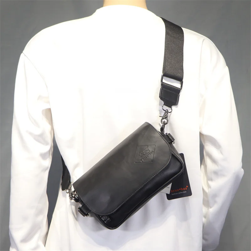 Nieuwe Merk Designer Koreaanse Stijl Heren Messenger Bags Casual Crossbody Kleine Lederen Zwarte Schouder Sling Dagelijkse Telefoon