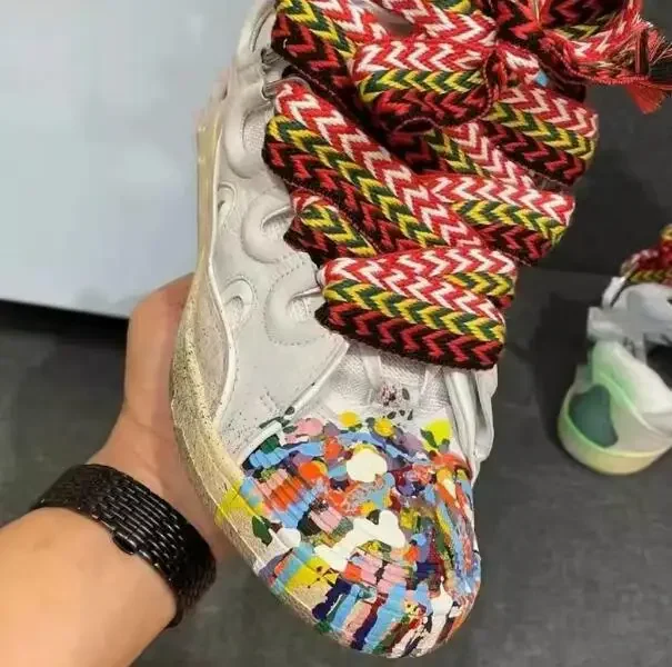 Patchwork Lace Unisex Sneakers Chunky Heels High Increasing Casual Shoes Mixed Color Men Women Breathable Flats Sports Shoes