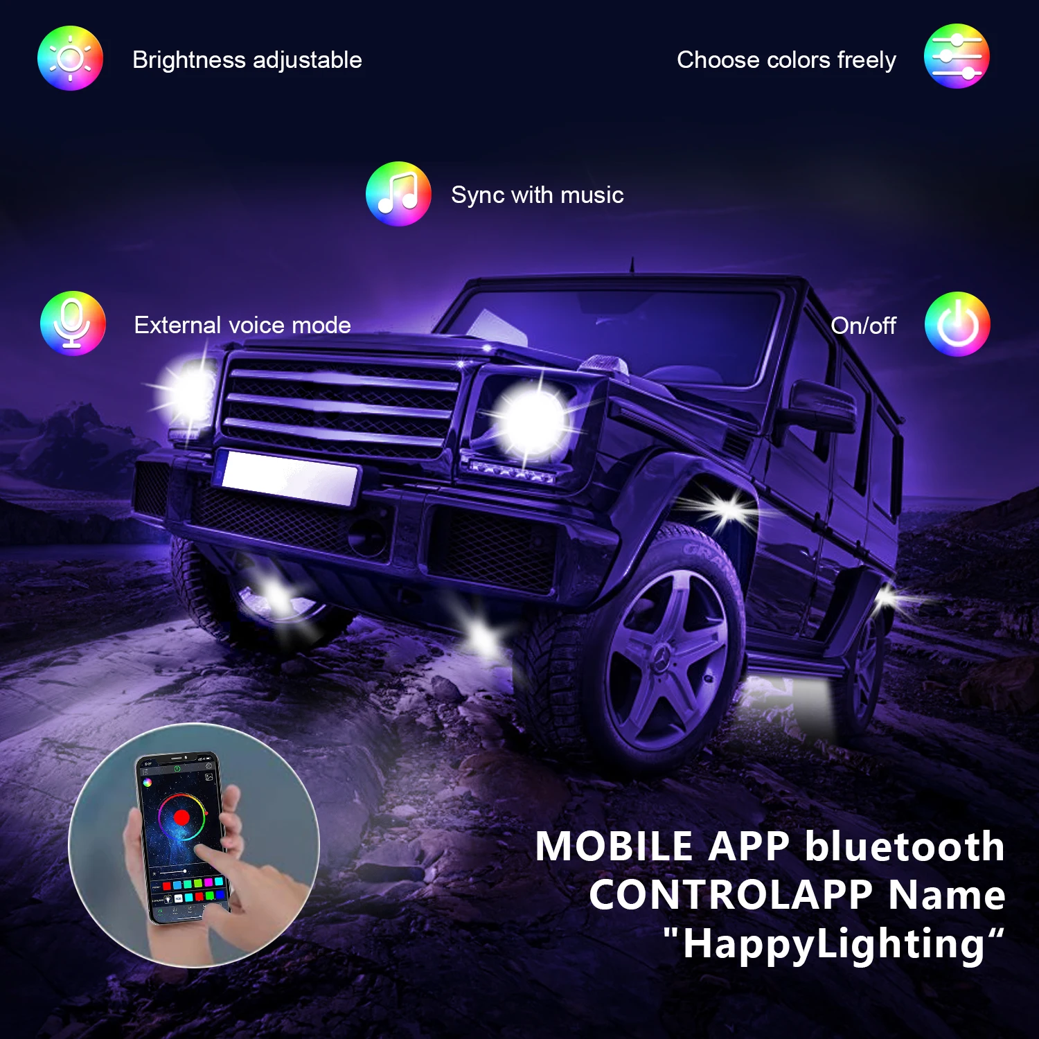 4/6/8 Pods RGB LED Rock Lights Waterproof Car Underglow Atmosphere Lamp For Jeep Truck Boat SUV ATV UTV Offroad Vehicle