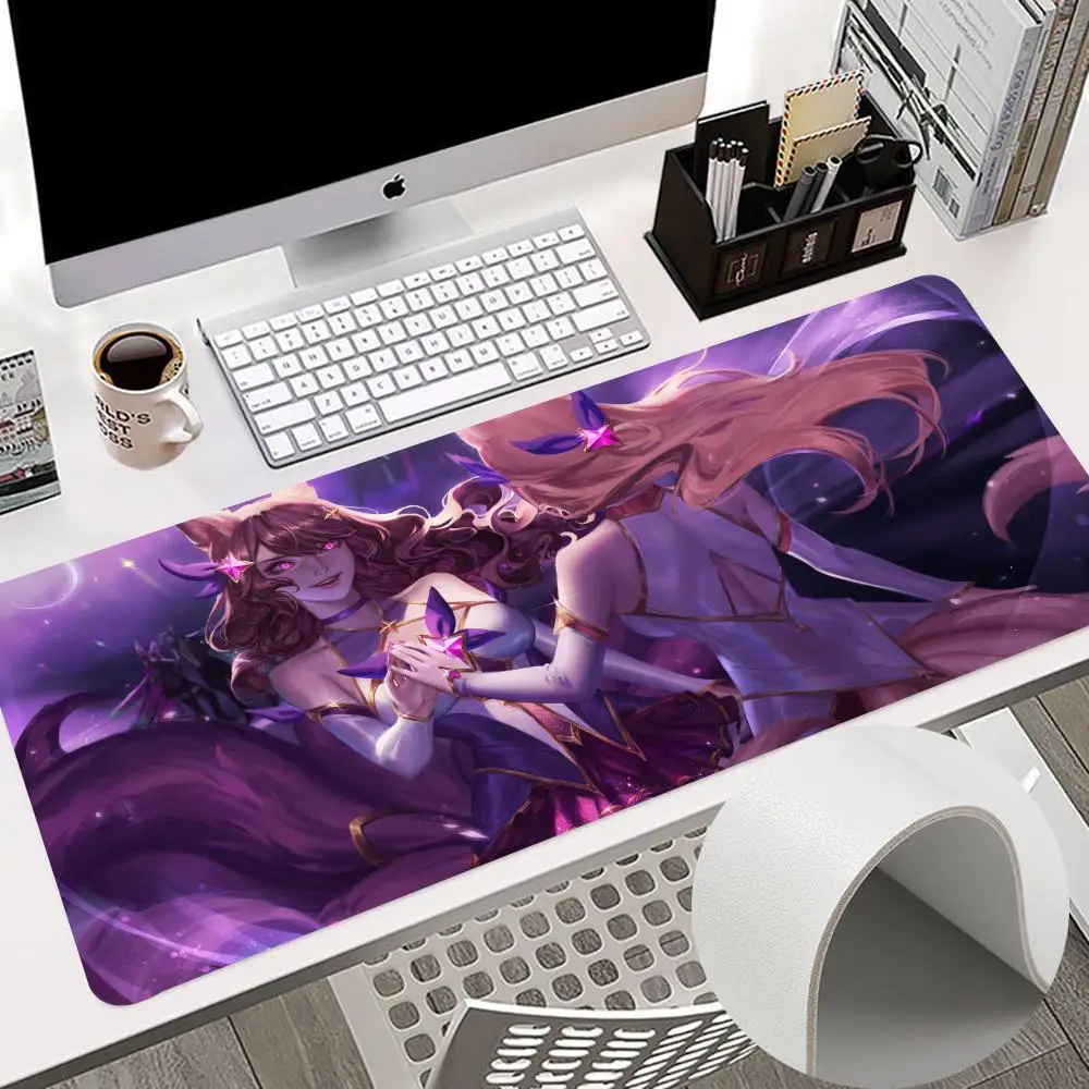 L-League of-Legends A-Ahri Mouse Pad 900x400mm Keyboard PC Desk Pads HD Printing Computer 800x400mm Double Sided Leather Non-sli