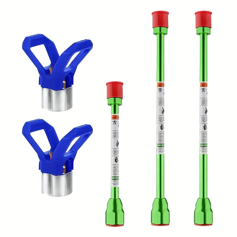 5-Piece Airless Paint Sprayer Accessories Set - Includes 2 Nozzle Tip Guard with 3 Spraying Gun Extension Rods (20cm/7.81inch +3