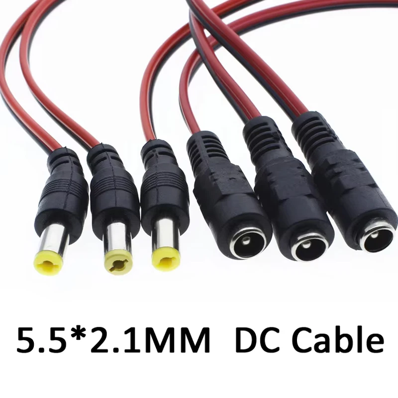 10pcs 5.5*2.1 mm Male Female Plug 12V Dc Power Pigtail Cable Jack for Cctv Camera Connector Tail Extension 12V DC Wire