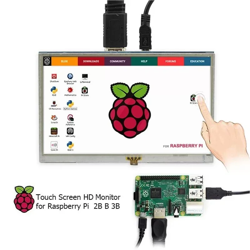 Hot Sale 5inch QLED Quantum Dot 800 x 480 Display Resistive Raspberry Pi B+/2B/3B/4B Touch Screen - free shipping