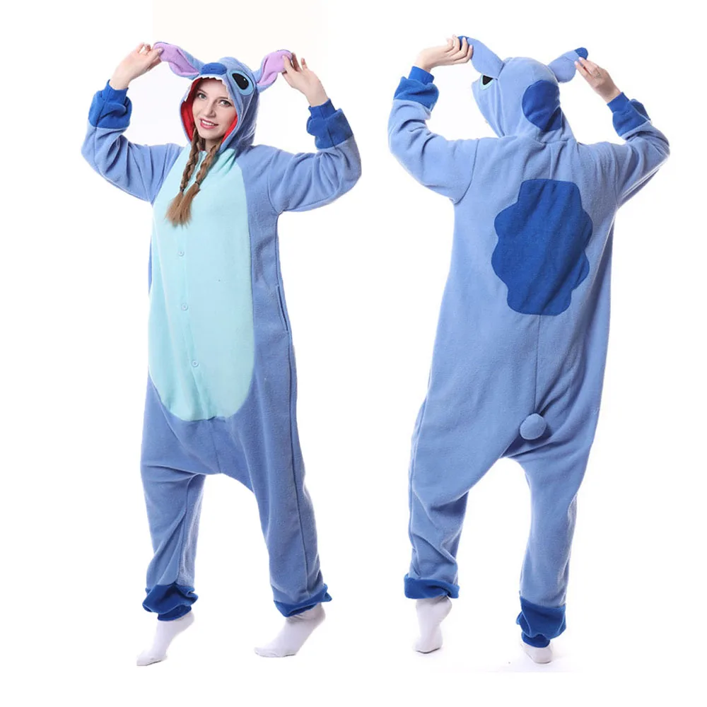 

Stitch Onesie Pajamas Cosplay Costume for Adults Couple Family Animal Outfit Anime Convention Party Dress Up Halloween Sleepwear