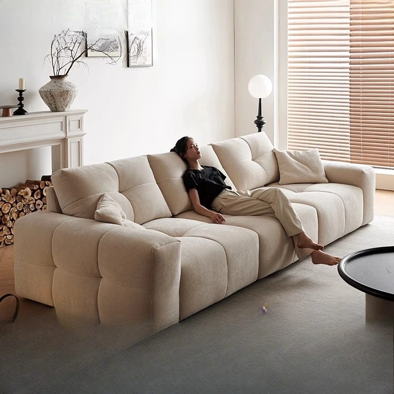 Pixel sofa straight row living room big seat deep Italian minimalism, fabric sofa high sense