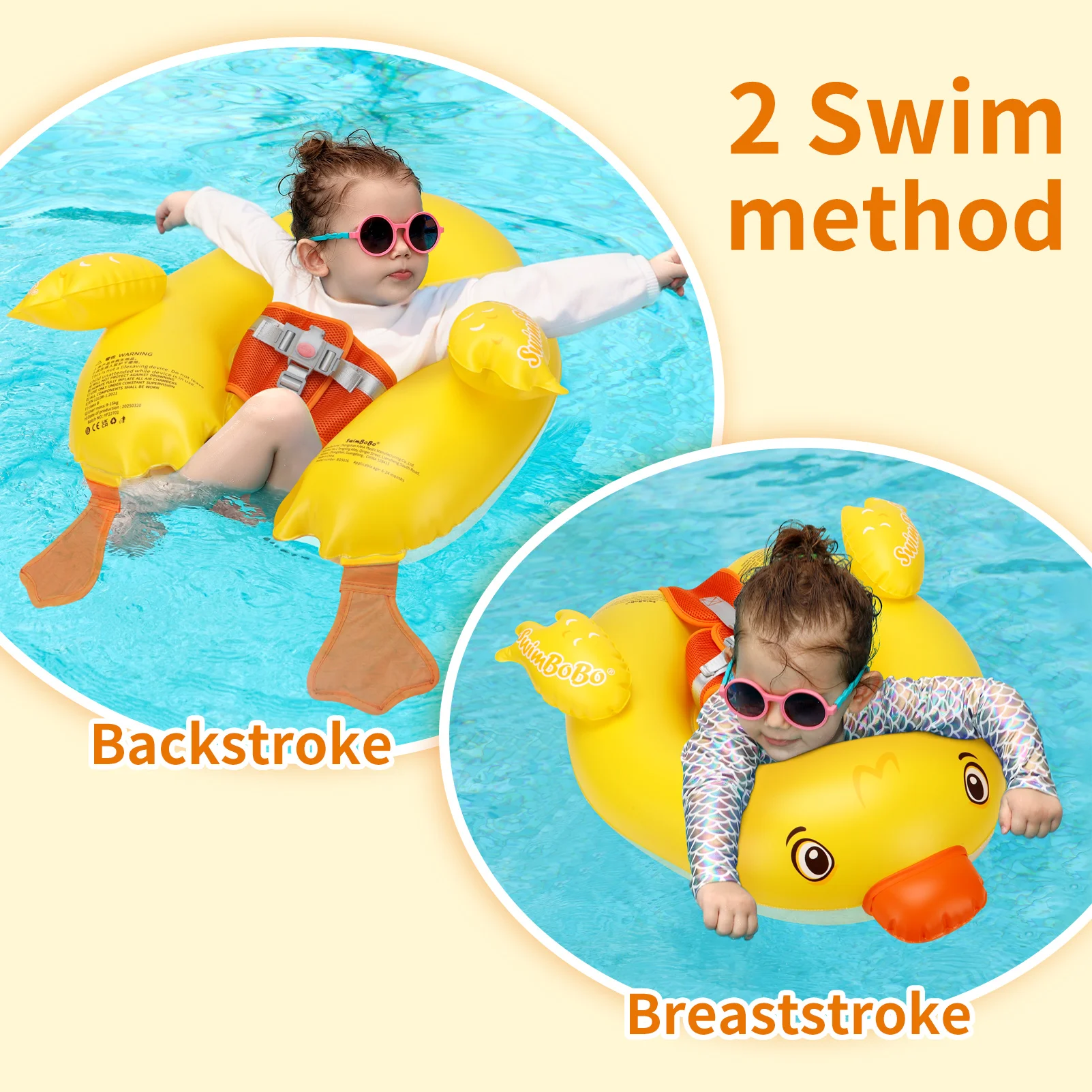 Swimbobo Nuovi aggiornamenti Anatra gialla Sedile di sicurezza Tasca per bambini Gonfiabile Galleggiante da nuoto Infantile Galleggiante Anello per bambini Cerchio Giocattoli estivi