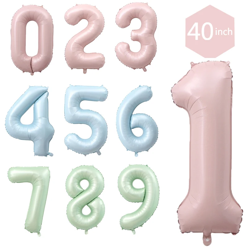 Grand Ballon en Aluminium Chiffre Bleu et Rose pour Enfants, Décorations de ixd'Anniversaire, Baby Shower, Garçons et Bol, 1, 2, 3, 4, 5, 6, 7, 8, 9, 40 