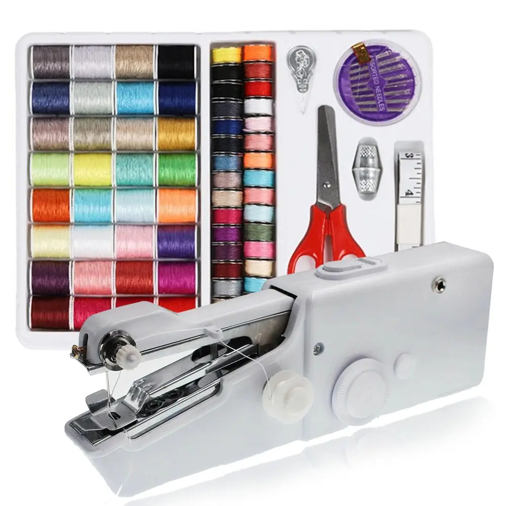 Mini Portable Smart Electric Tailor Stitch Hand-held Sewing Machine With Sewing Kit Home Travel