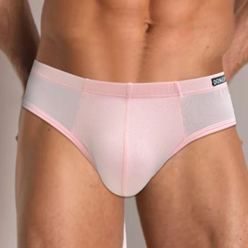 Men Solid Color Sexy Lingerie Breathable Pouch Underwear Hollow Out Underpants Exposed Butt Panties Soft Sleep Thong G-String - Image 2