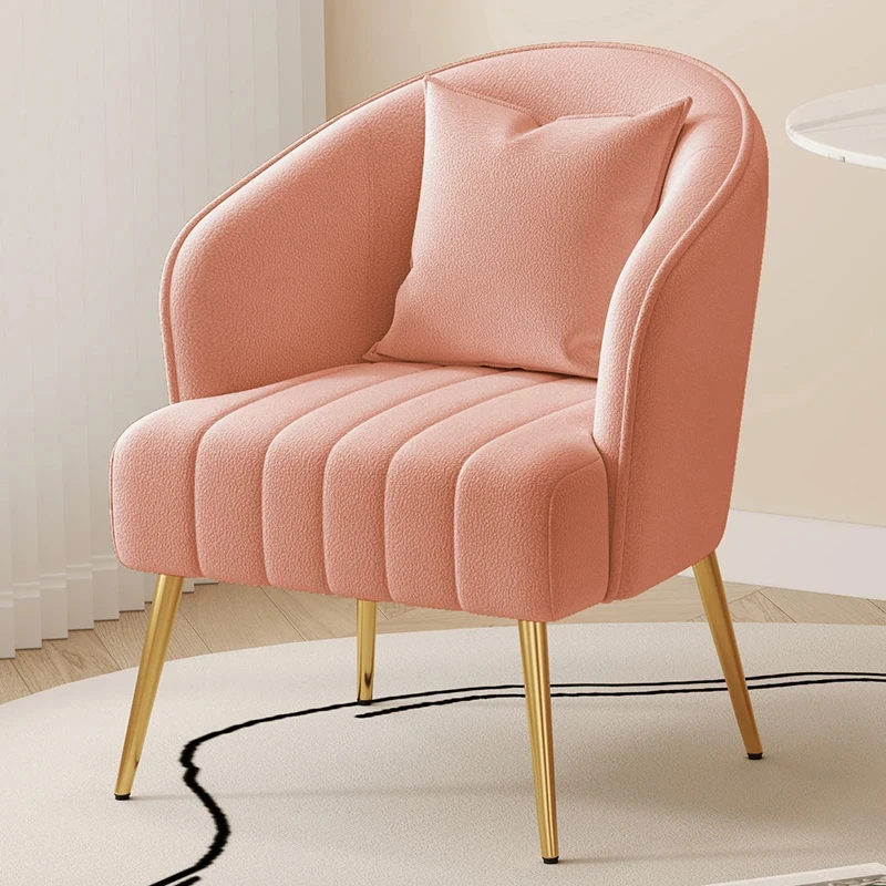 INS Nordic Living Room Armchair Cream Sherpa Single Sofa Reception Relaxing Backrest Design Bedroom Armchair Vanity Chair