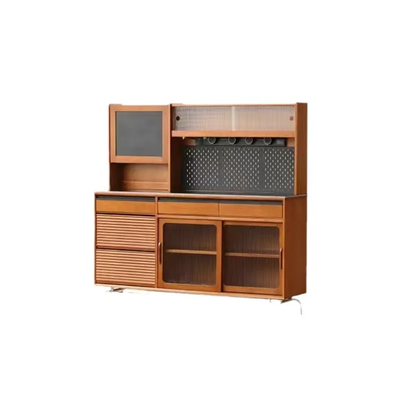 

Solid wood dining side retro tea high cabinet wine cabinet, Nordic integrated Japanese storage kitchen rock slab cabinet agains