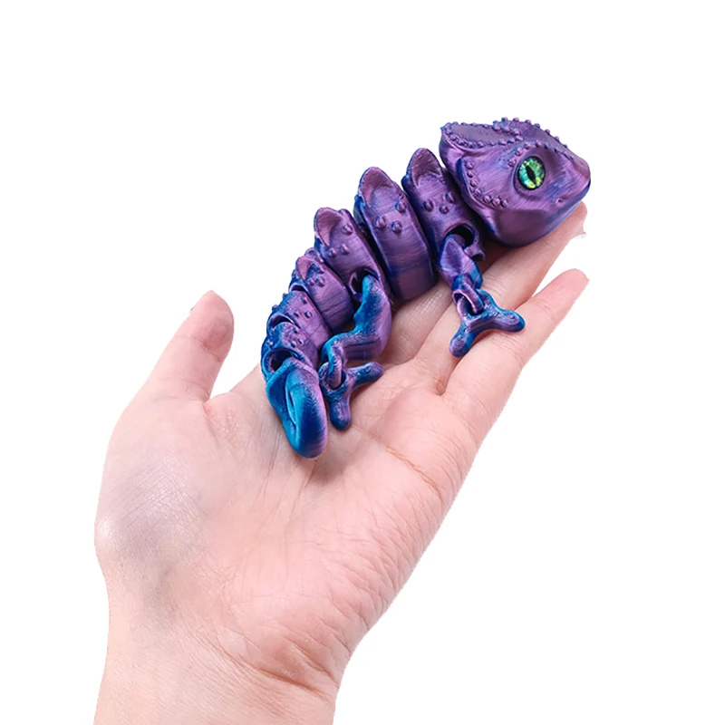 3D Print Model Chameleon Multi-joint Movable Simulation Eyes Home Accessories Children's Gifts Living Room Decoration