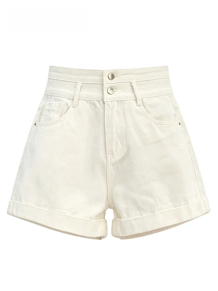 

High Waist plus Size Denim Shorts Women's Summer Casual Versatile Loose Fit Straight Leg Jeans Trendy for Plump Sister