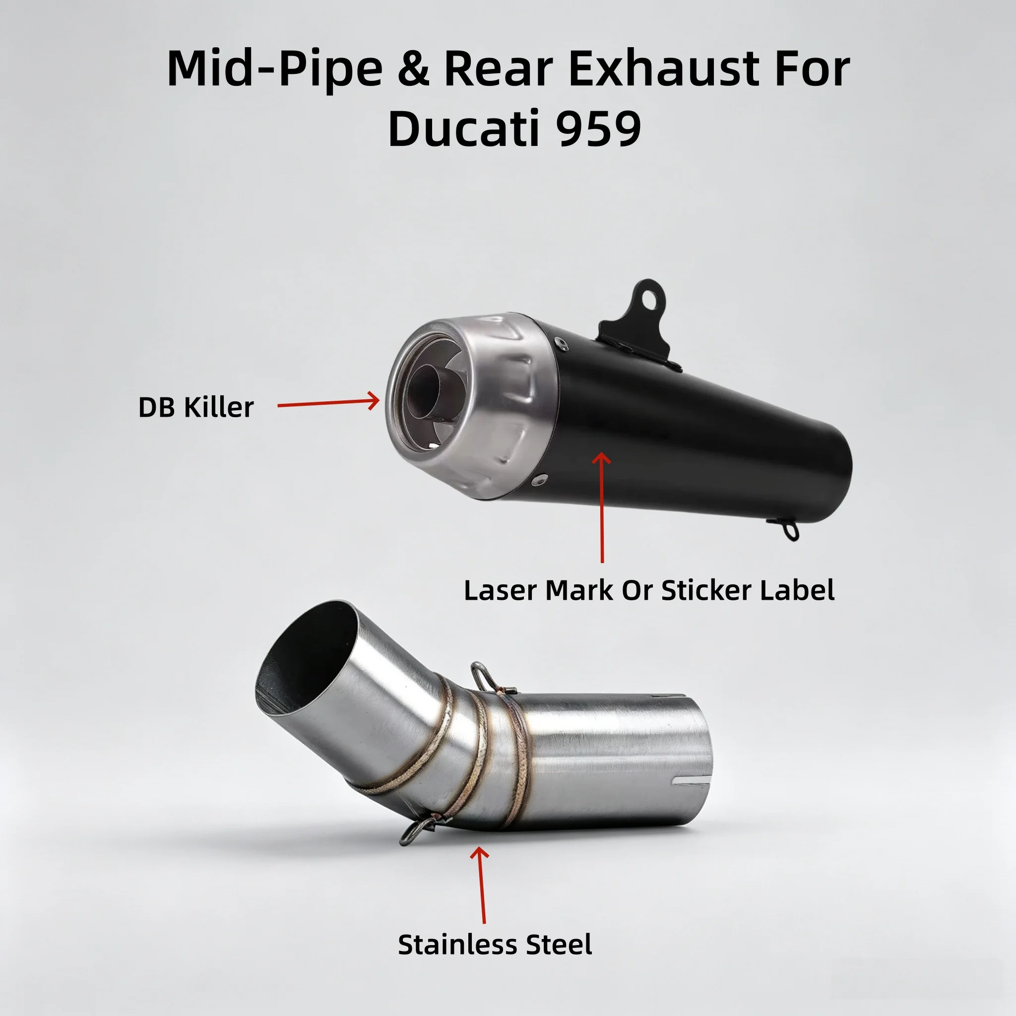 Slip On For Ducati 959 Panigale Motorcycle Racing GP Project Exhaust Escape Modify Middle Link Pipe Connecting 60mm Muffler