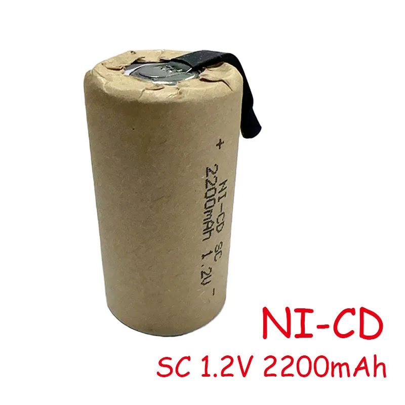 بطاريات SC جديدة 2-18 قطعة مفك كهربائي 1.2 فولت 2200 مللي أمبير في الساعة SubC Ni-Cd بطارية قابلة للشحن