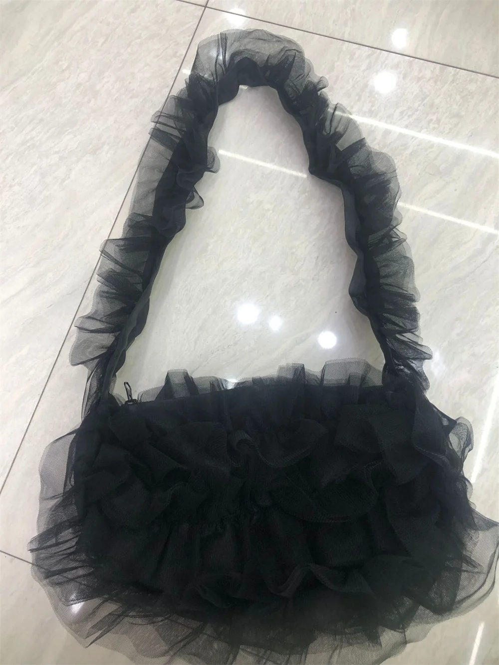 

Chic Faionable Pleated Ruffle Single oulder Bag Pure Color Handheld Purse Spring Summer Japanese Sle Women's Bag