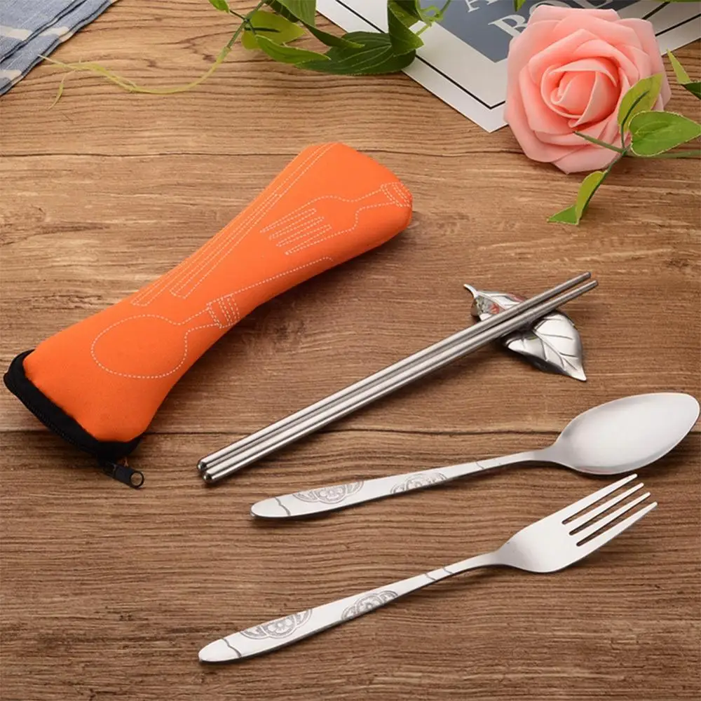 Portable Tableware Zipper Bag Outdoor Travel Camping Recyclable Dinnerware Set Cutlery Pouch Storage Bag