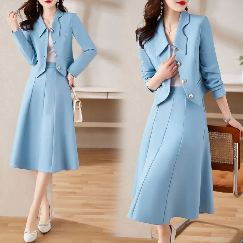 2-A103   High-grade suit professional suit skirt women 2023 early spring new tempet lady petite dress two-piece suit