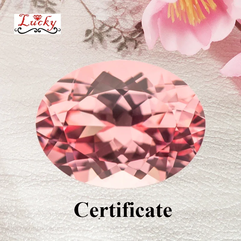 

Lab Grown Padparadscha Oval Shape Top Quality Red Lotus Color Charm Beads for DIY Jewelry Making Material Selectable Certificate